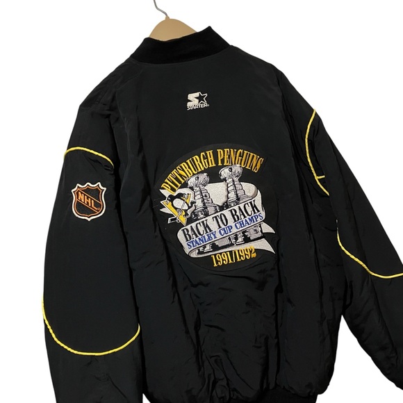 Vintage NHL Starter Pittsburgh Penguins Back to Back Stanley Cup Champs Jacket - Picture 3 of 14